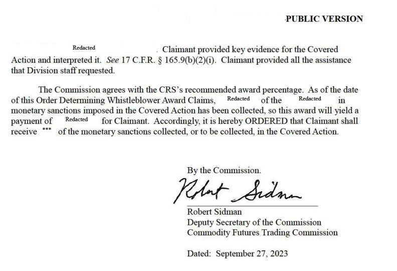 CFTC Whistleblower Determination