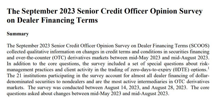 The September 2023 Senior Credit Officer Opinion Survey on Dealer Financing Terms