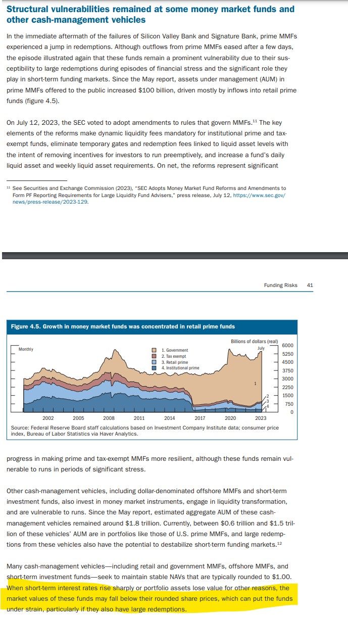 When short-term interest rates rise sharply or portfolio assets lose value for other reasons, the market values of these funds may fall below their rounded share prices, which can put the funds under strain, particularly if they also have large redemptions.