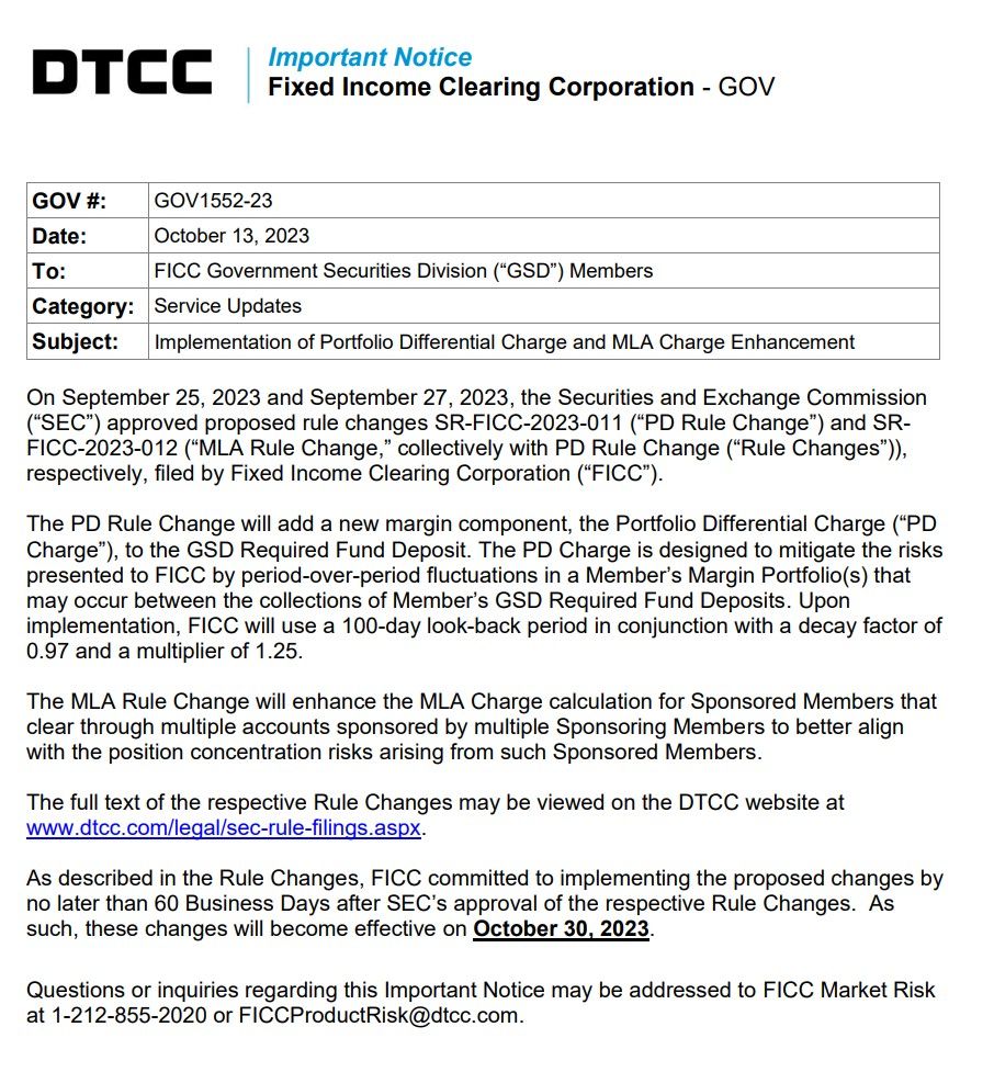 SEC approved proposed rule changes SR-FICC-2023-011