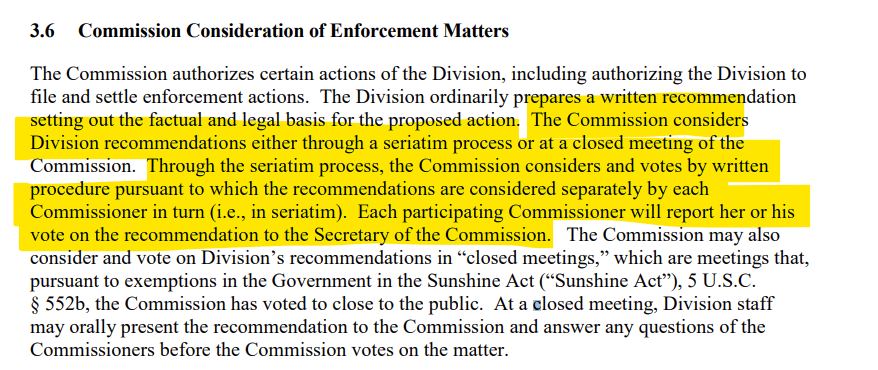Commission Consideration of Enforcement Matters 