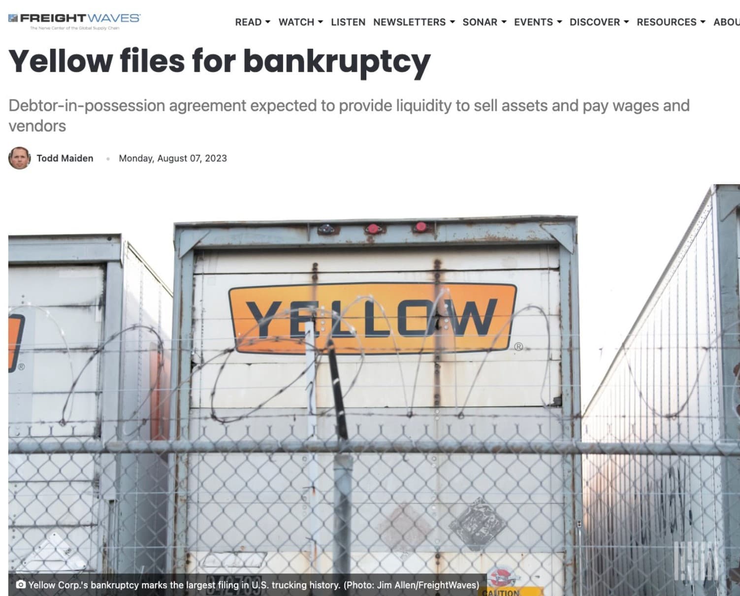 30,000 employees out of work when trucking firm Yellow shuttered
