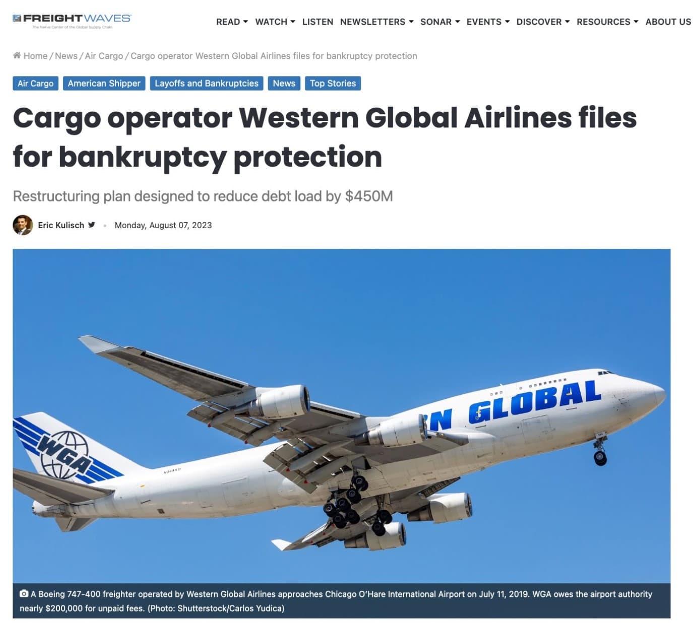 Nearly $500M in debt catches up to air cargo operator Western Global Airlines