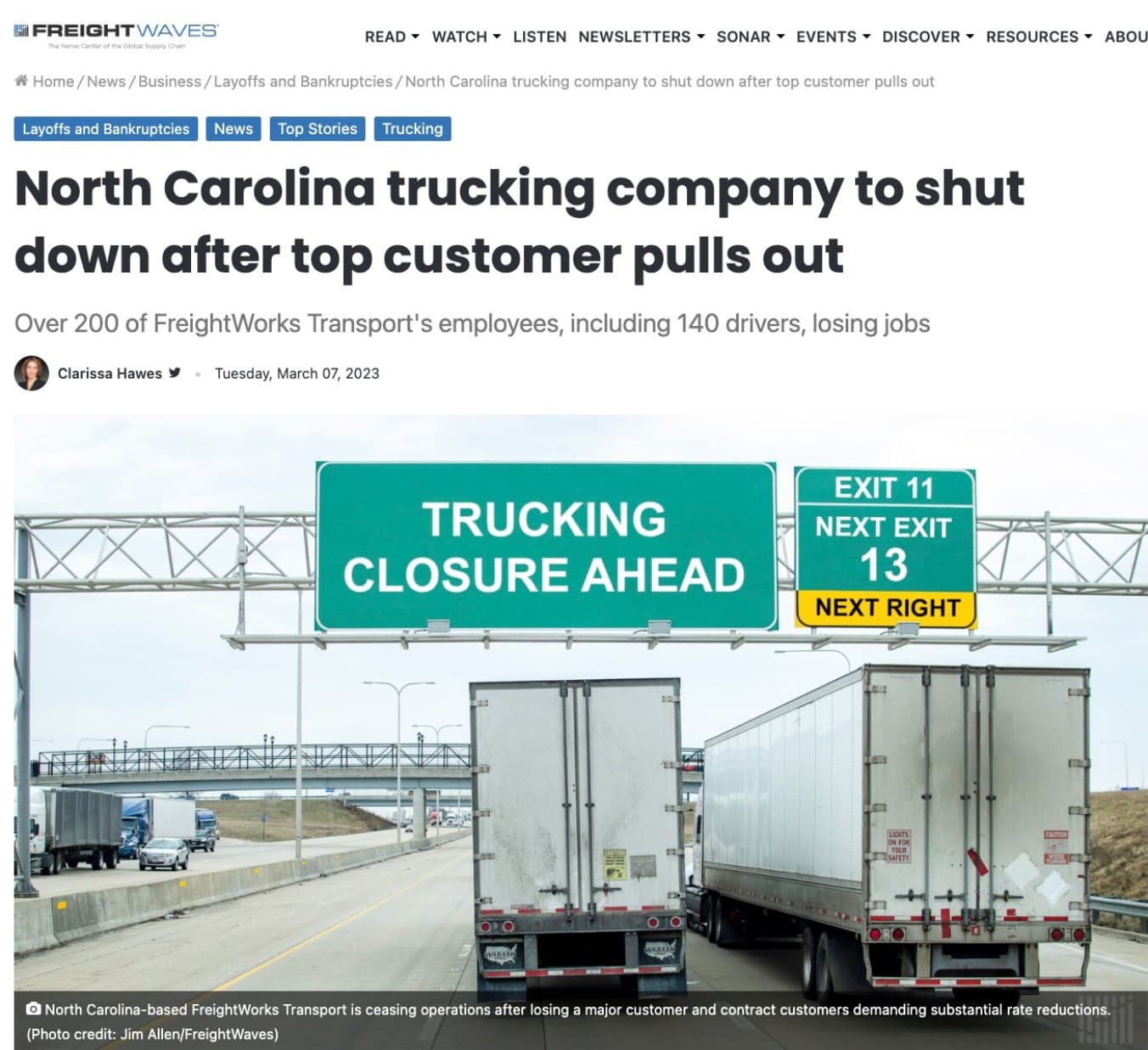200 employees lose their jobs when FreightWorks transport shuts down
