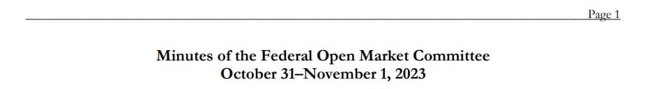 Minutes of the Federal Open Market Committee October 31–November 1, 2023