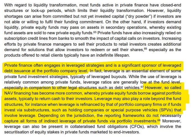 Private finance often engages in leveraged strategies and is a significant sponsor of leveraged debt issuance at the portfolio company level.