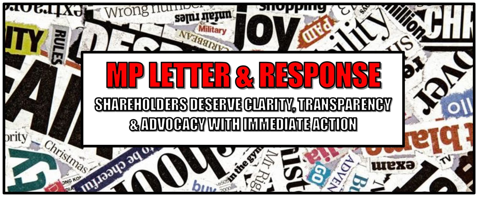 HEADER: MP LETTER & RESPONSE