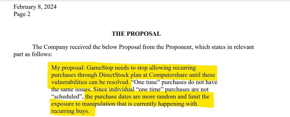The Author wishes GameStop to stop allowing recurring buys through DirectStock plan at Computershare.