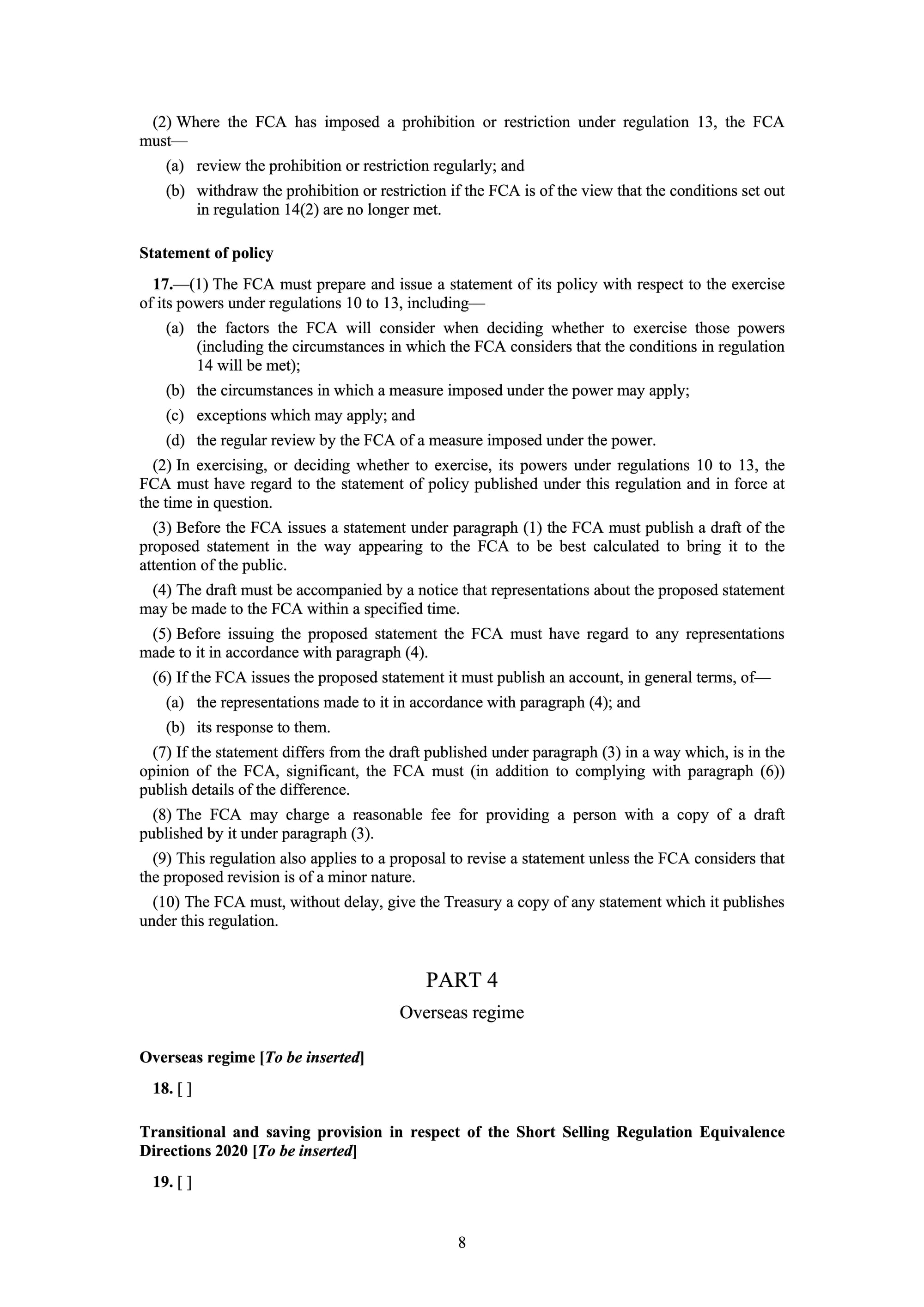 UK - DRAFT - SHORT SELLING RULE PAGE 8