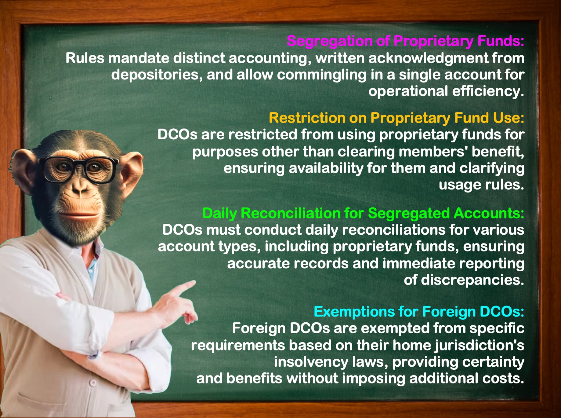 HEADER INCLUDES RESTRICTIONS OF PROPRIETARY FUNDS, DAILY RECONCILIATION FOR ACCOUNTS AND EXEMPTIONS FOR FOREIGN DCOS