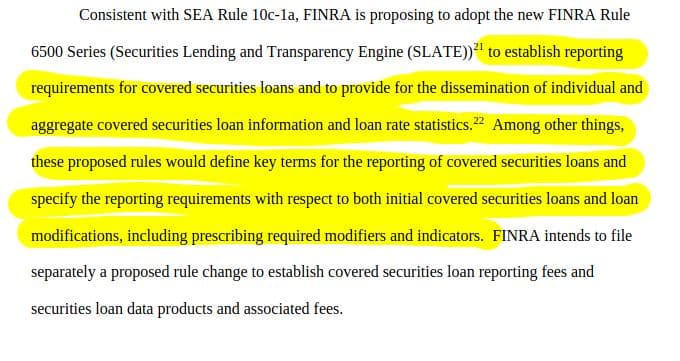These proposed rules would define key terms for the reporting of covered securities loans and specify the reporting requirements with respect to both initial covered securities loans and loan modifications, including prescribing required modifiers and indicators.