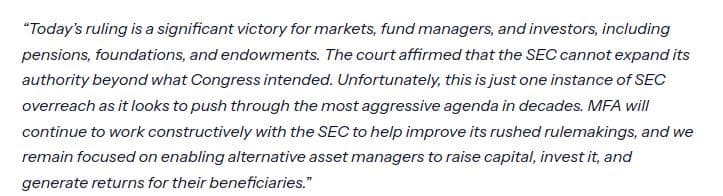 Source: https://www.mfaalts.org/press-releases/mfa-statement-on-court-vacating-private-fund-adviser-rule/