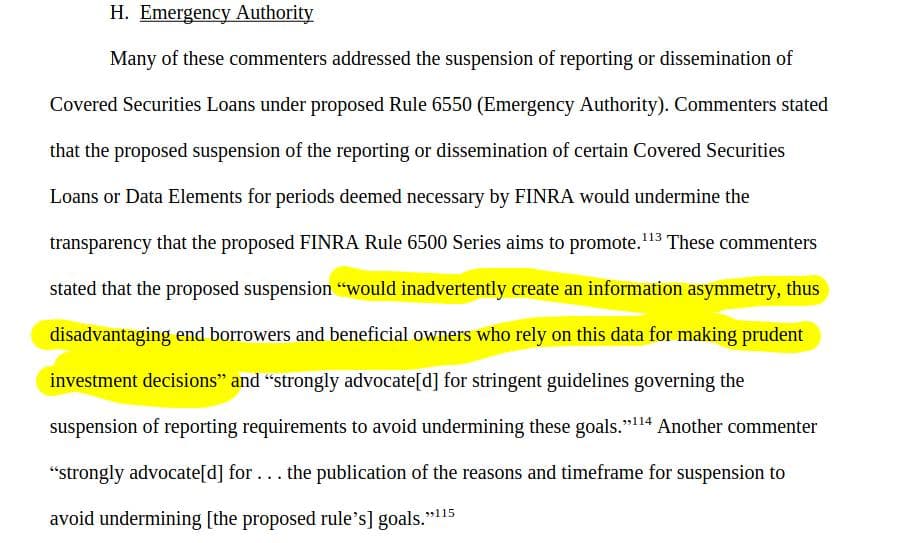 "would inadvertently create an information asymmetry, thus disadvantaging end borrowers and beneficial owners who rely on this data for making prudent investment decisions”