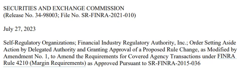 Rule Change to FINRA Rule 4210 (Margin Requirements): "the proposed rule is designed to protect FINRA"