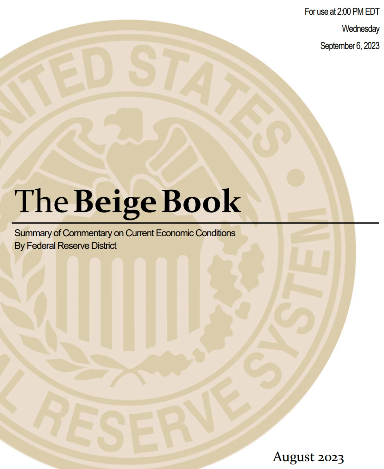 Fed's Beige Book August 2023: "Some Districts highlighted reports suggesting consumers may have exhausted their savings and are relying more on borrowing to support spending."