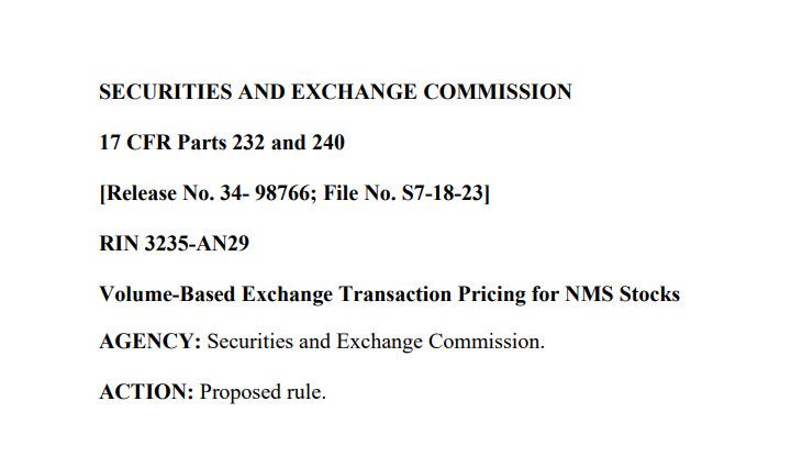 SEC Proposes Rule to Address Volume-Based Exchange Transaction Pricing for NMS Stocks