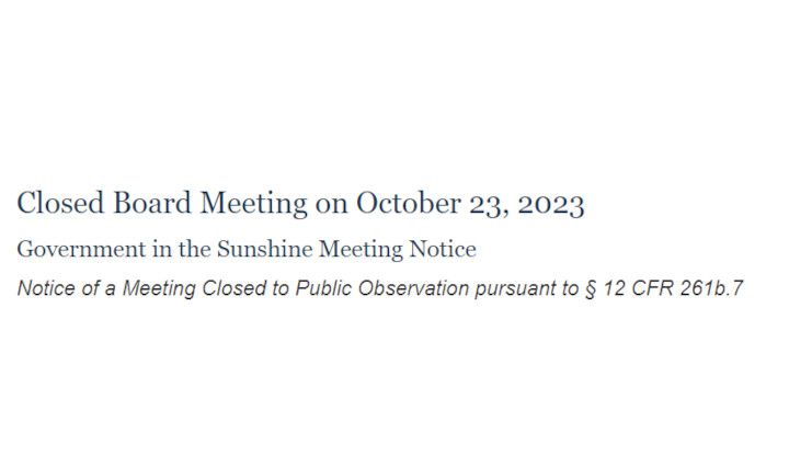 Closed Board Meeting on October 23, 2023
