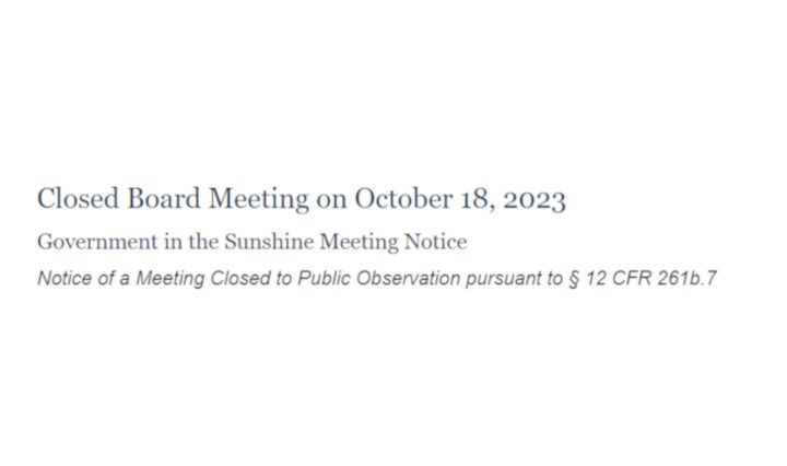 Closed Board Meeting on October 18, 2023