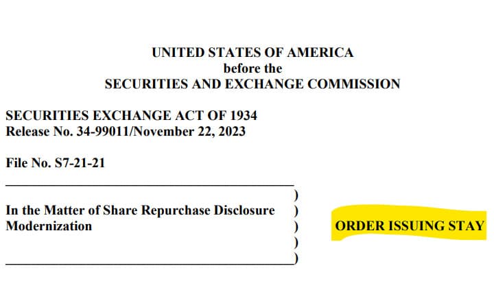  the Repurchase Rule is hereby stayed pending further Commission action. 
