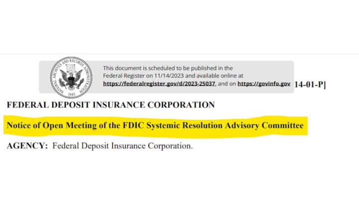 Notice of Open Meeting of the FDIC Systemic Resolution Advisory Committee