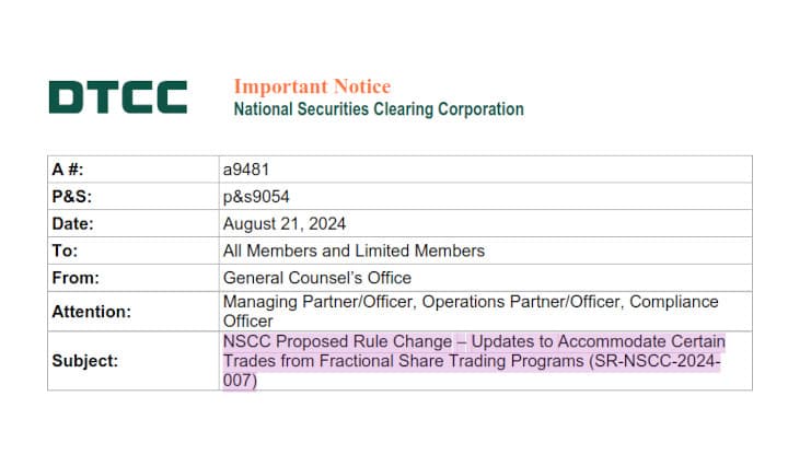 NSCC Proposed Rule Change OPEN For Comment: Updates to Accommodate Certain Trades from Fractional Share Trading Program.